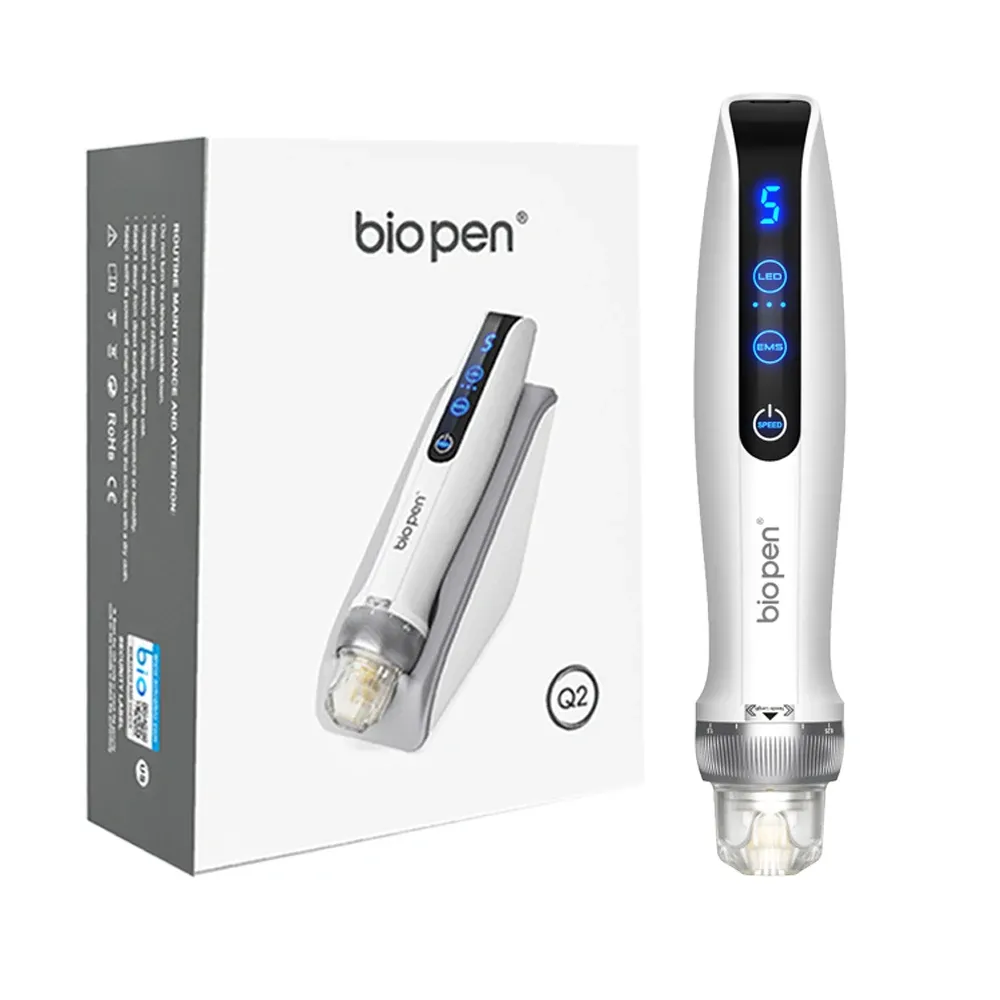 Bio Pen Q2 Microneedling Pen – Official Authorized Store | 3-in-1 EMS LED Light Therapy & 0-1.5mm Depth Control